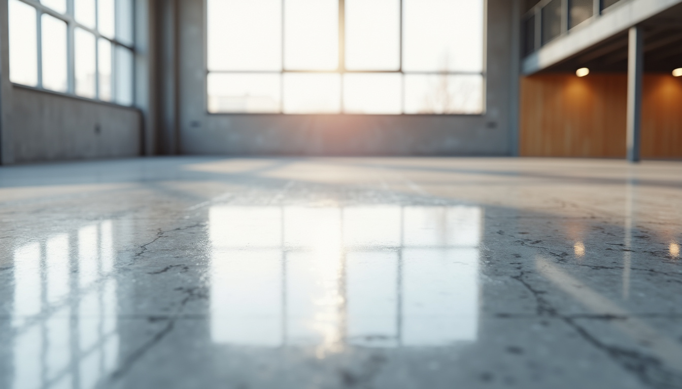 An image showing a very smooth, reflective concrete floor surface in a modern space.